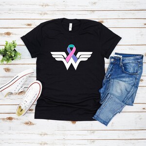 Cancer Ribbon Wonder Women Tshirt ,Cancer Warrior Shirt, Breast Cancer Shirt, Strong Women Tee, Cancer Awareness Shirt, Cancer Fighter Shirt image 3
