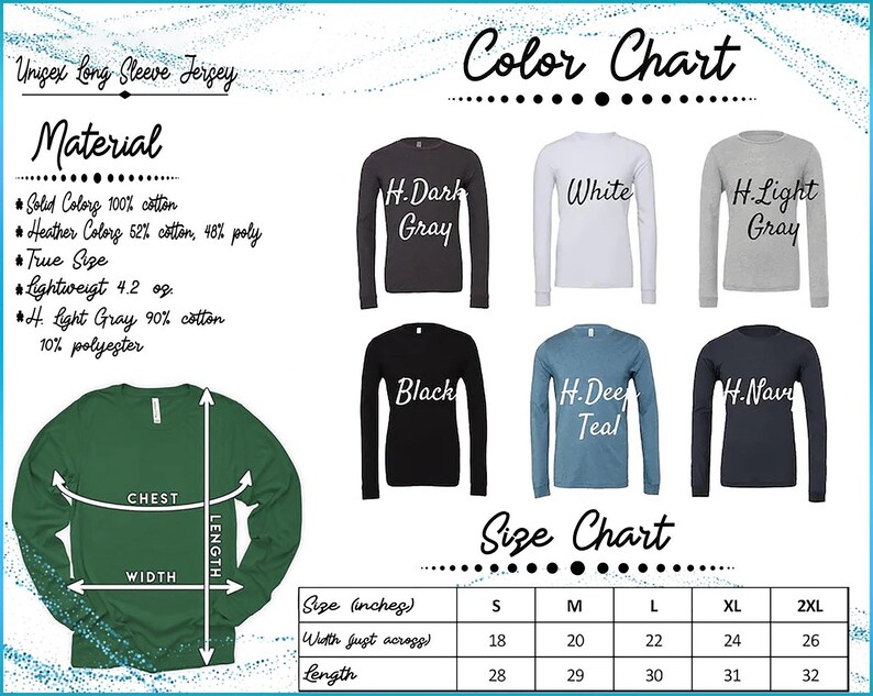 a diagram of a long sleeved shirt with different colors