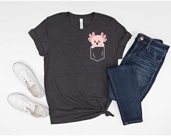 Pocket Axolotl Shirt, Axolotl Shirt, Axolotl Birthday Shirt, Cute Axolotl Tee, Animal Lover Tee, Axolotl Lover, Axolotl Gifts, Gifts for Her