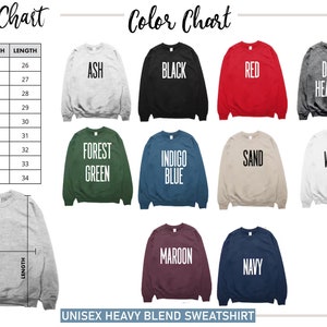 the size chart for a sweatshirt
