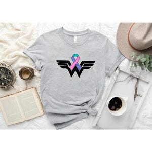 Cancer Ribbon Wonder Women Tshirt ,Cancer Warrior Shirt, Breast Cancer Shirt, Strong Women Tee, Cancer Awareness Shirt, Cancer Fighter Shirt image 4