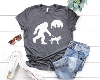 Bigfoot Walking Bloodhound Dog Shirt, Funny Sasquatch Bloodhound Shirt, Bloodhound Dog Gifts, Dog Lover Shirt, Bigfoot Shirt, Dog Mom Gifts