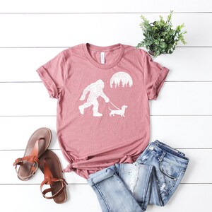 Bigfoot Walking Wiener Dog Funny Sasquatch Dachshund T-Shirt, Wiener Dog Gifts, Dog Lover Shirt,Funny Bigfoot Shirt, Dog Owner Gifts image 4