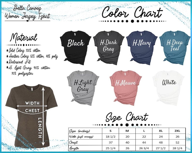 a women's t - shirt with the words color chart on it