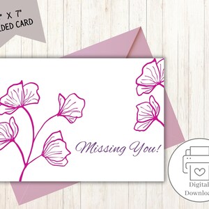 Missing You Printable Card / Instant Download PDF / Greeting Card - Etsy