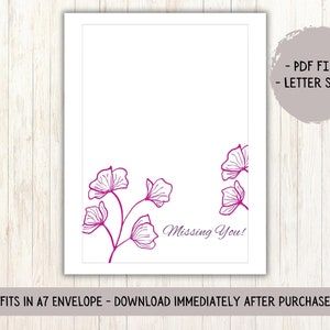 Missing You Printable Card / Instant Download PDF / Greeting Card - Etsy