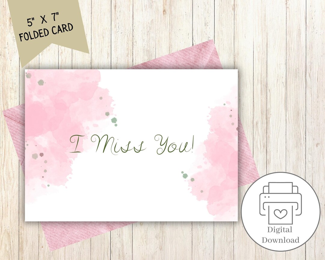 I Miss You Printable Card / Instant Download PDF / Greeting - Etsy