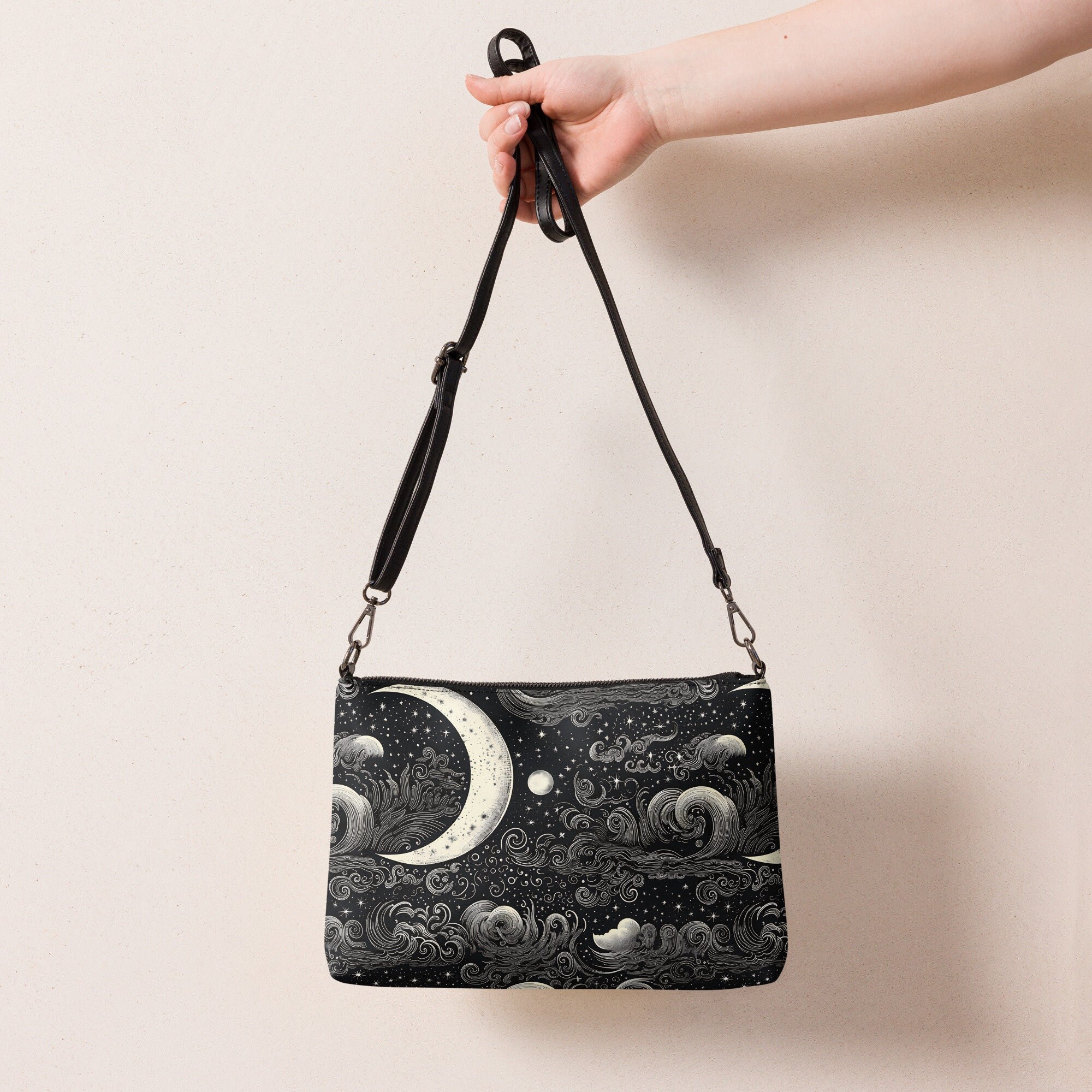 Printed Crossbody Bags Women City Leather Shoulder Bag Satchel Hobo Bags  Trendy Stars Moon Galaxy