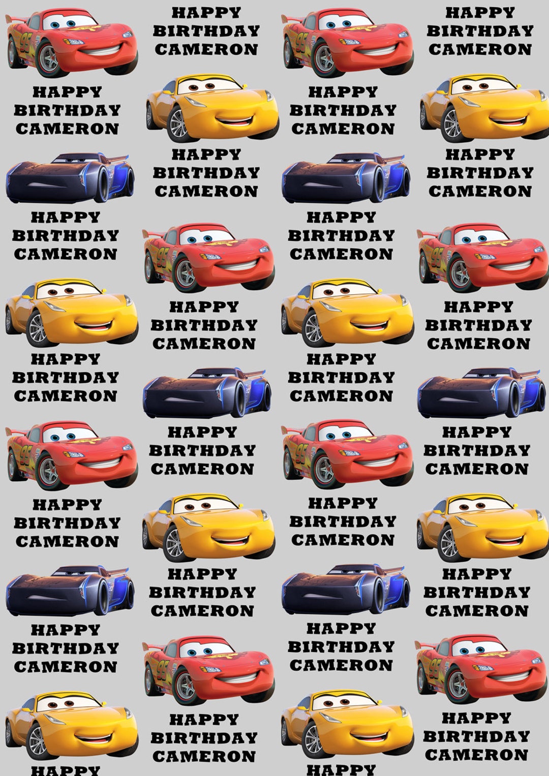 2 X DISNEY CARS Personalised Birthday Wrapping Paper Disney's Cars