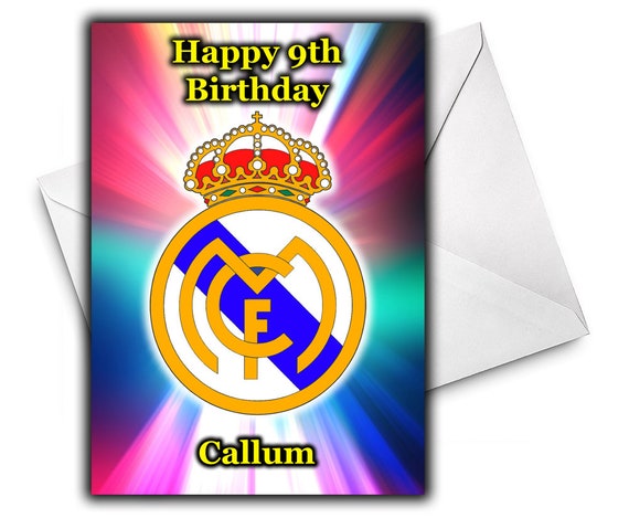 REAL MADRID Tarjeta de Cumpleaños Personalizada - Tarjeta de Felicitación  Real Madrid - Tarjeta de Cumpleaños Personalizada Real Madrid - Tarjeta de