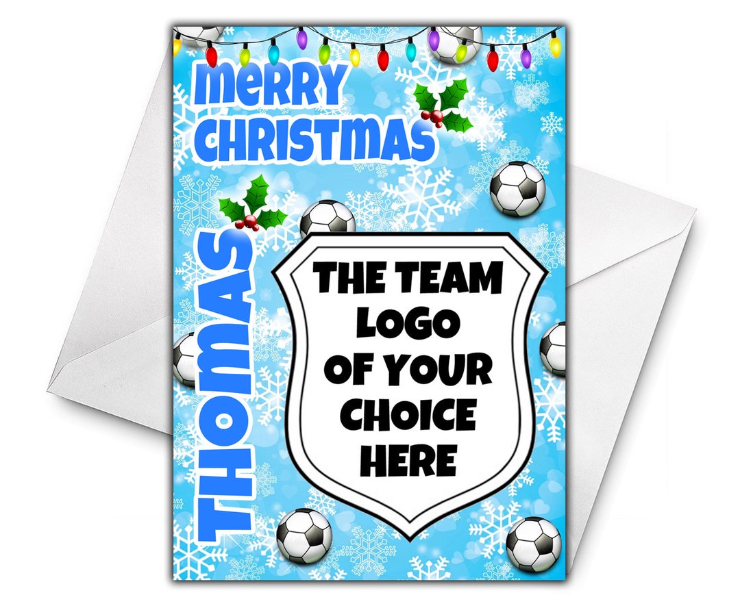 OWN FOOTBALL LOGO Personalised Christmas Card Football - Etsy UK