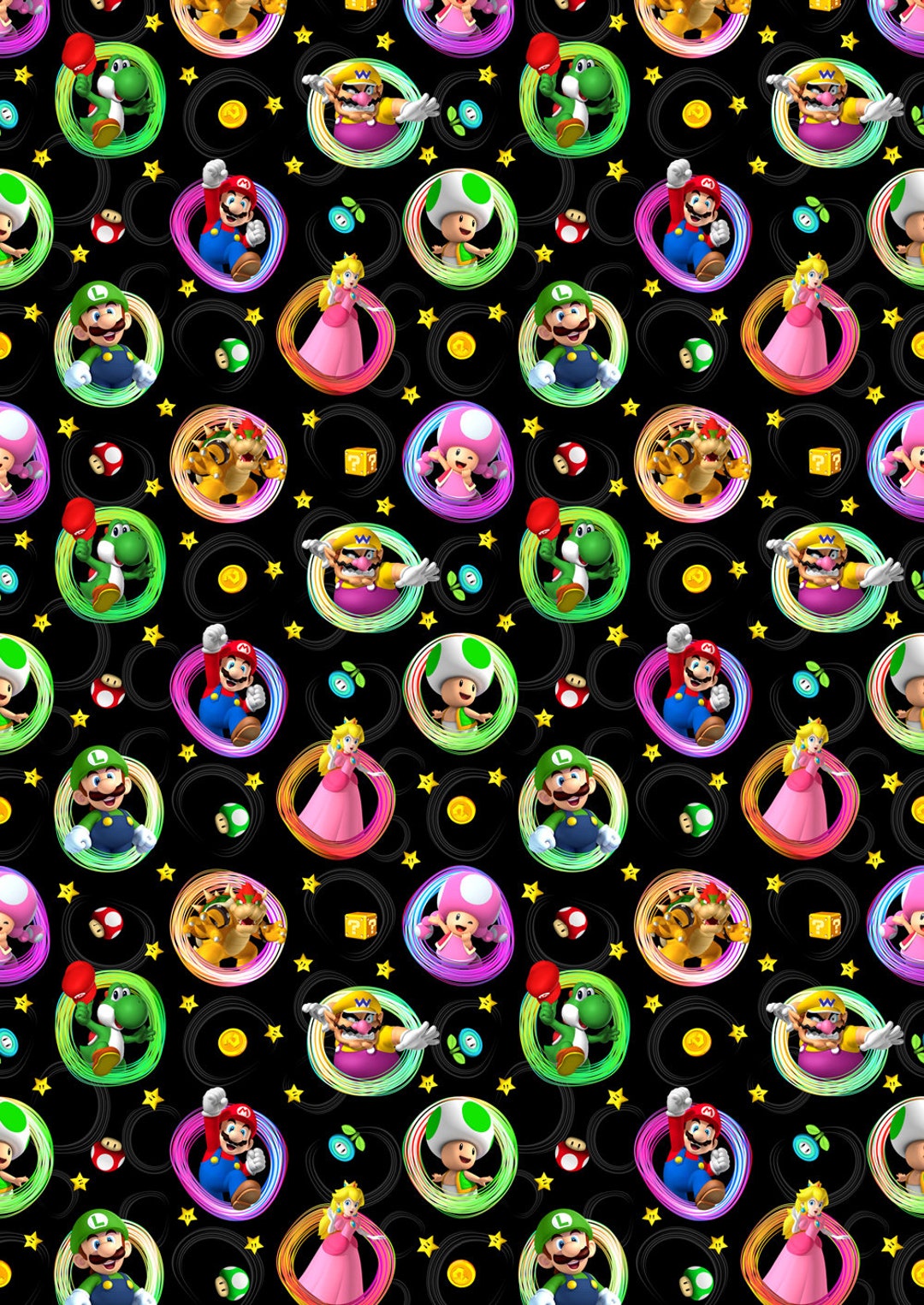 2 X SUPER MARIO Birthday Wrapping Paper Mario All Stars Gift Wrap Super