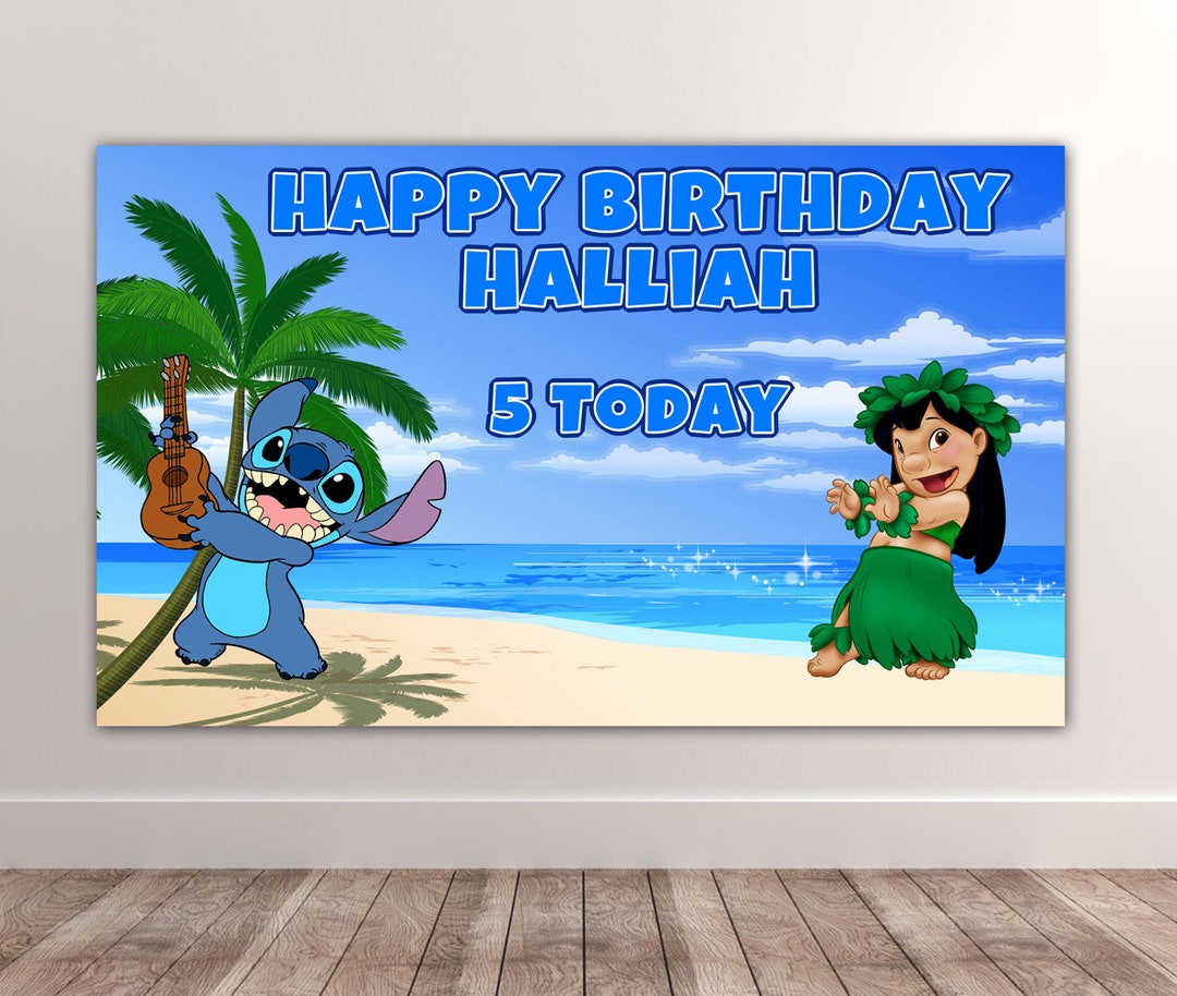 2 x DISNEY STITCH Sfondo di Compleanno Personalizzato Lilo Stitch Banner di  Compleanno Personalizzato Stitch Birthday Wall Banner 40x24 Pollici -   Italia