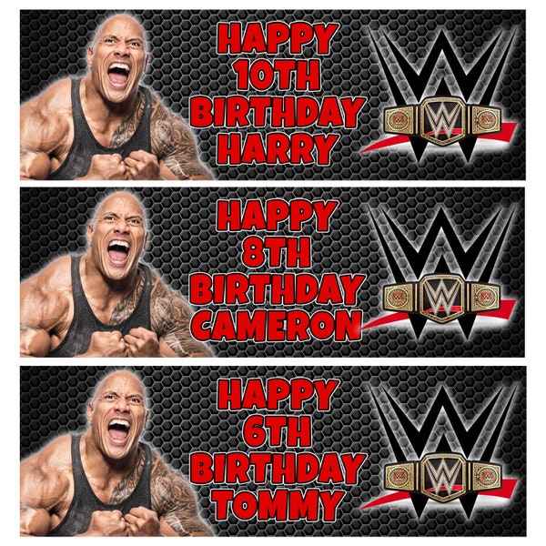 2 x THE ROCK Personalized Birthday Banners - The Rock Personalized Banner - WWE Wrapping Paper - Wrestling Birthday Banners - WWE