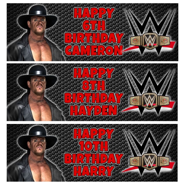 2 x THE UNDERTAKER Personalized Birthday Banners - The Undertaker Personalized Banner - WWE Wrapping Paper - Wrestling Birthday Banners -Wwe