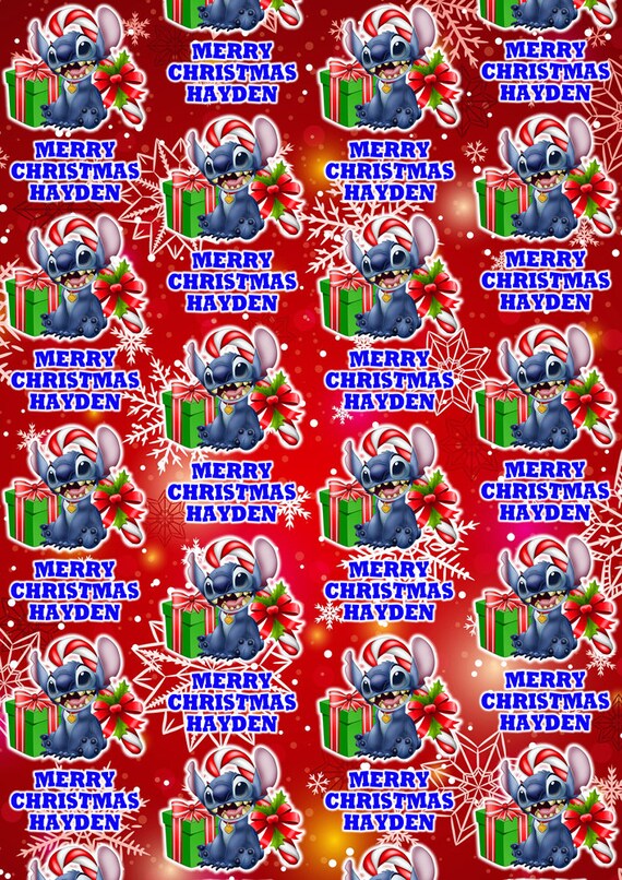 2 x STITCH Personalised Christmas Wrapping Paper - Disney Stitch  Personalised Gift Wrap - Disney Wrapping Paper - Lilo & Stitch Gift Wrap D2