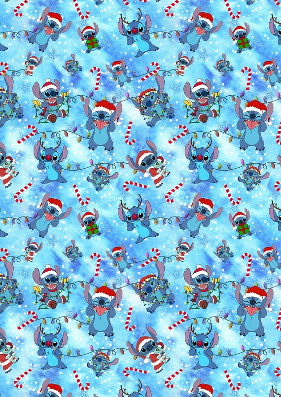 Lilo and Stitch, Stitch Green Holiday Pattern Wrapping Paper Sheets