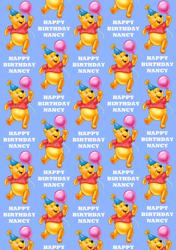 2 x WINNIE THE POOH Personalised Birthday Wrapping Paper - Disney Winnie  The Pooh Personalised Gift Wrap - Winnie The Pooh Wrapping Paper