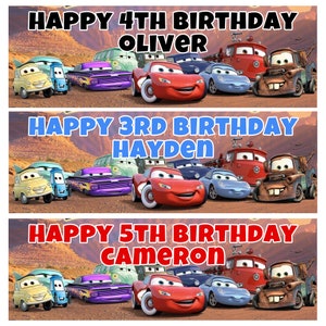 2 x DISNEY CARS Personalised Birthday Banners - Disney's Cars Personalised Banner - Disney Wrapping Paper - Lightning McQueen Banner - D2