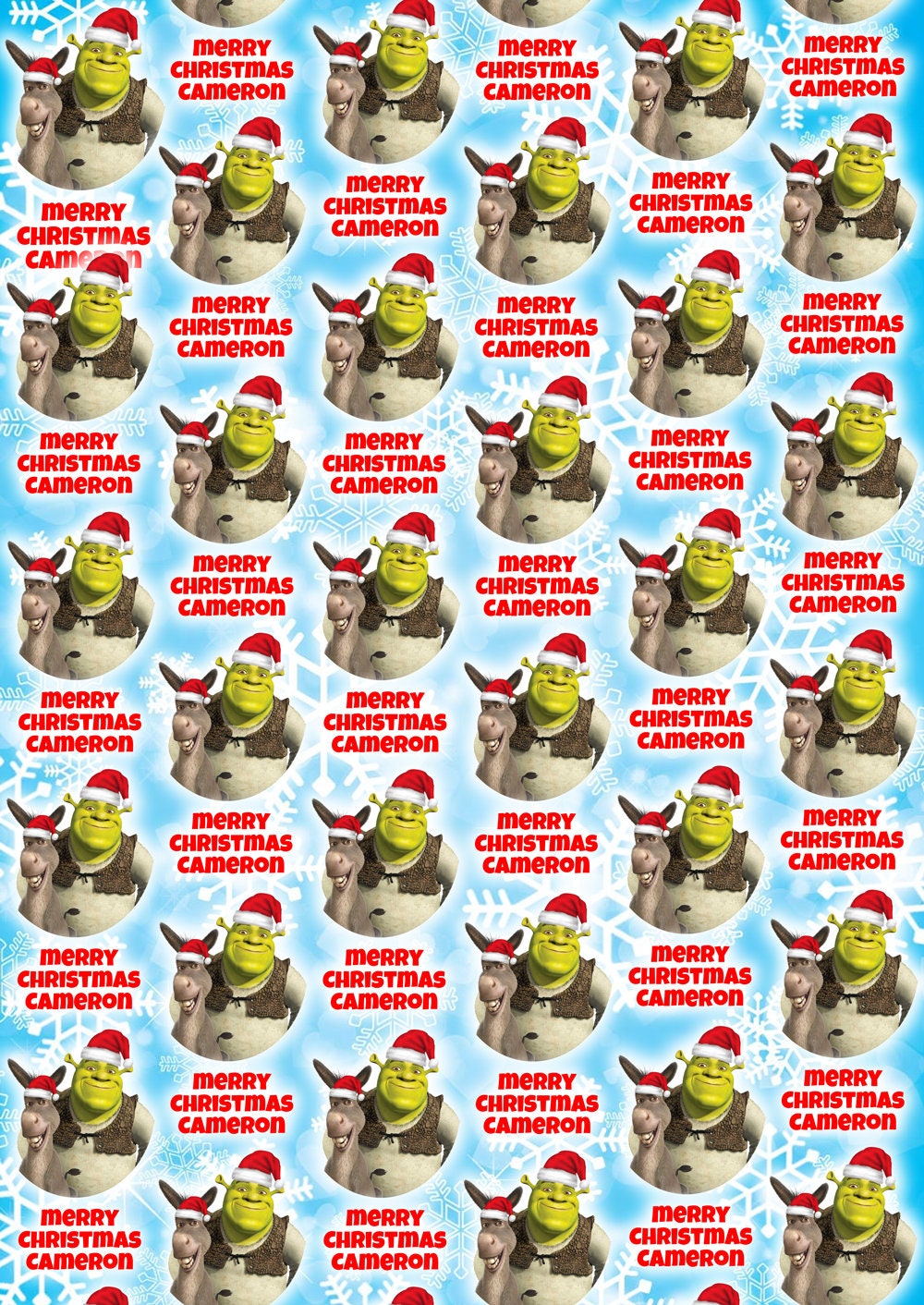 2 x SHREK Personalised Christmas Gift Wrap Shrek Personalised Gift Wrap Christmas Wrapping Paper Shrek Personalised Christmas Wrap