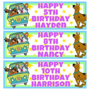 2 x SCOOBY DOO Personalised Birthday Banners - Scooby Doo Personalised Birthday Wall Sign - Scooby Doo Personalised Birthday Party Banner D2