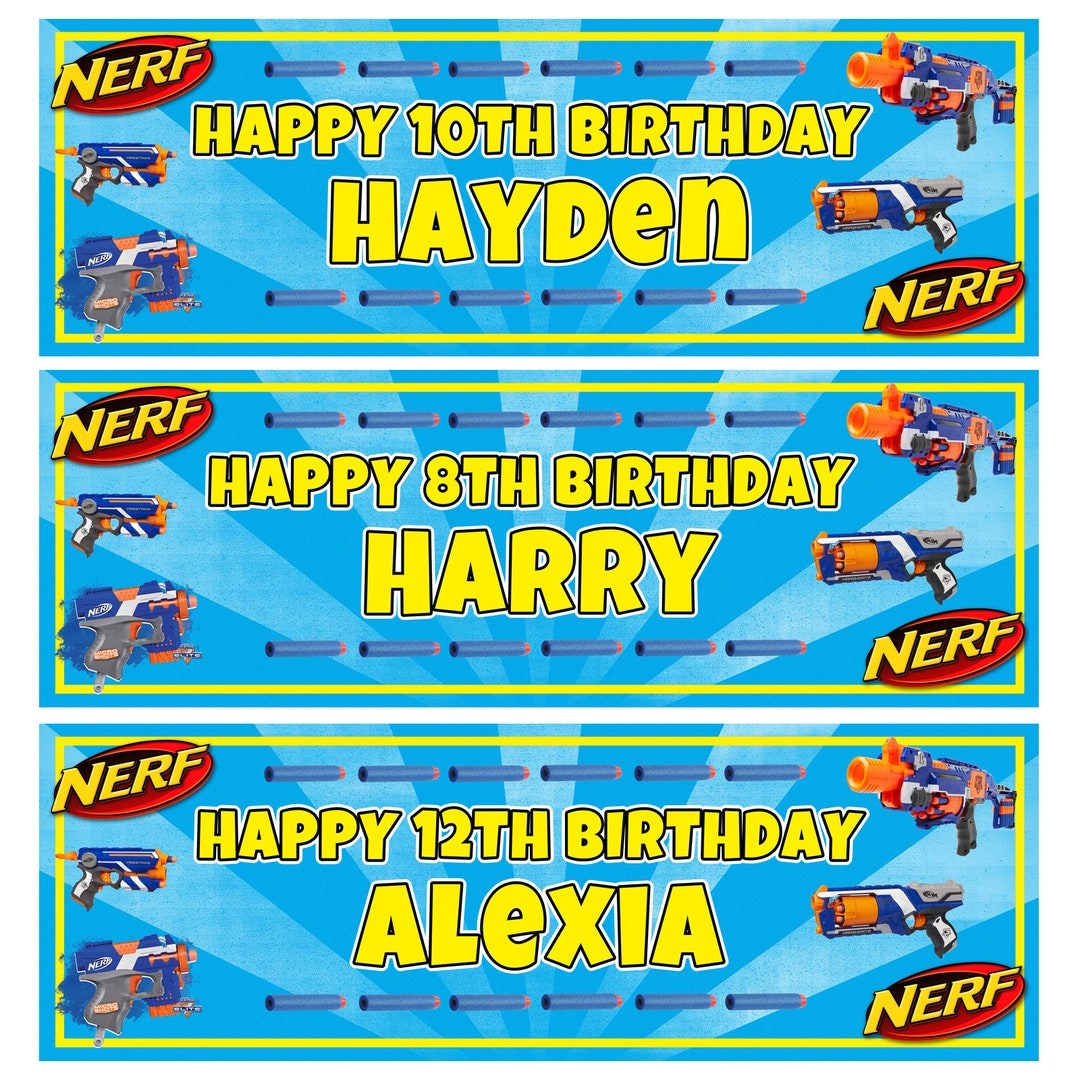 2 X NERF Personalised Birthday Banners Nerf Personalised - Etsy