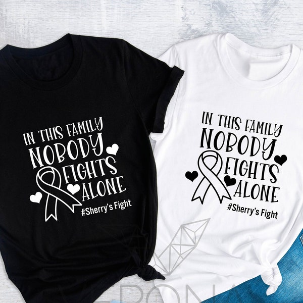 Custom Design In This Family Nobody Fights Alone Custom Shirt, Bone Awareness Shirt, Bone Cancer Survivors Gift, Bone Cancer Warrior