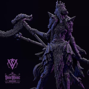 The Faceless Queen | Undead Feind Villan | 3D Printed Miniature | D&D, Dungeons and dragons, Tabletop RPG, Pathfinder | Witchsong Miniatures