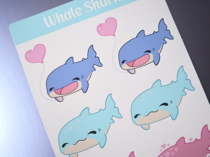 Kawaii Pastel Whale Shark Sticker Sheet Cute Planner - Etsy