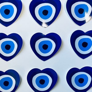 Cuore con occhio malvagio - Simbolo di protezione - Adesivo in vinile