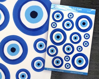 Evil Eye - Schutzsymbol - Glänzendes Vinyl & Journal Matte Sticker Bogen