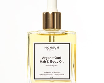 Argan + Oud Hair and body Skin Oil, body oil, argan oil, organic oil, skincare,