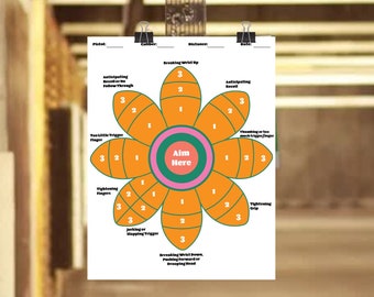 Diagnostic Target Flower | Fortune Telling Shooting Target for gun practice and Nerf Contests| Color and Black and White| Digital Download