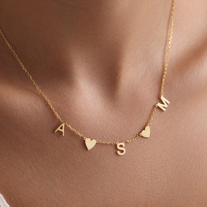 Sterling Silver Initial Necklace with Heart, Infinity, Personalised Gold Letter Necklace, Birthday Gift, Christmas Gift for Her, Women