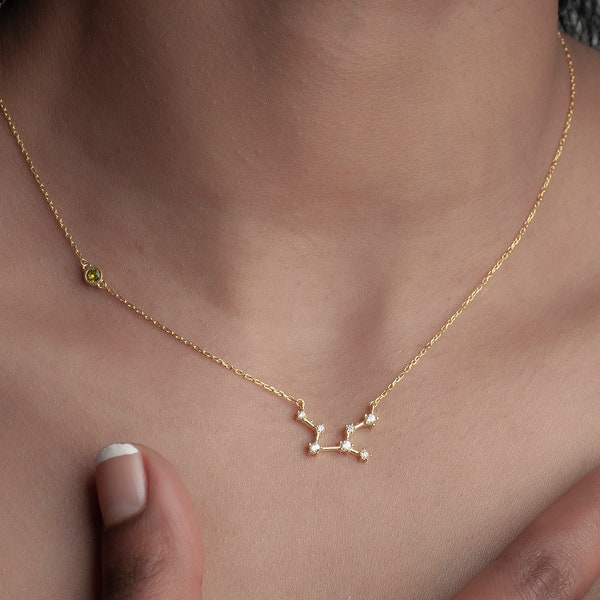 Collier zodiaque personnalisé avec pierre de naissance, bijoux signe du zodiaque personnalisés pour elle, idée cadeau astrologie, cadeau fête des mères, cadeau pour maman