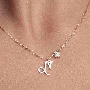 925 Silver Zodiac Necklace, Star Sign Pendant, Celestial Birthstone Jewellery, Personalised Birthday Gift for Her, Christmas Day Gift