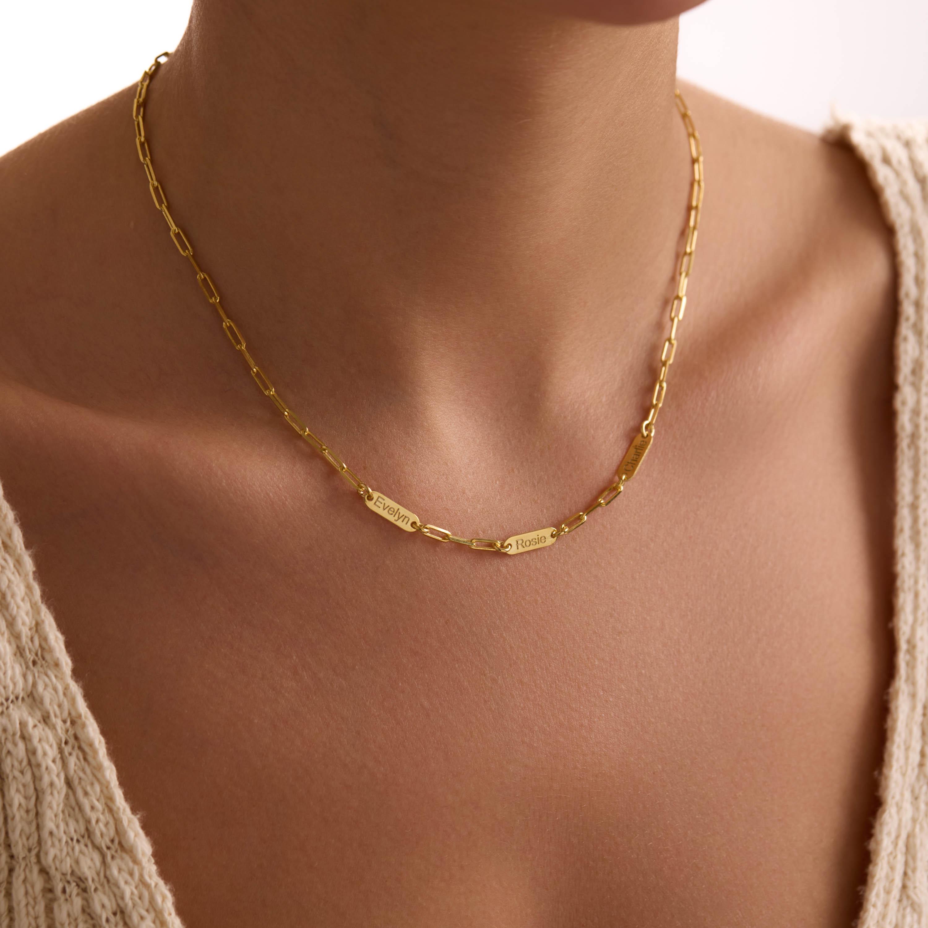 Personalized Family Name Bar Necklace: Sterling Silver, Gold