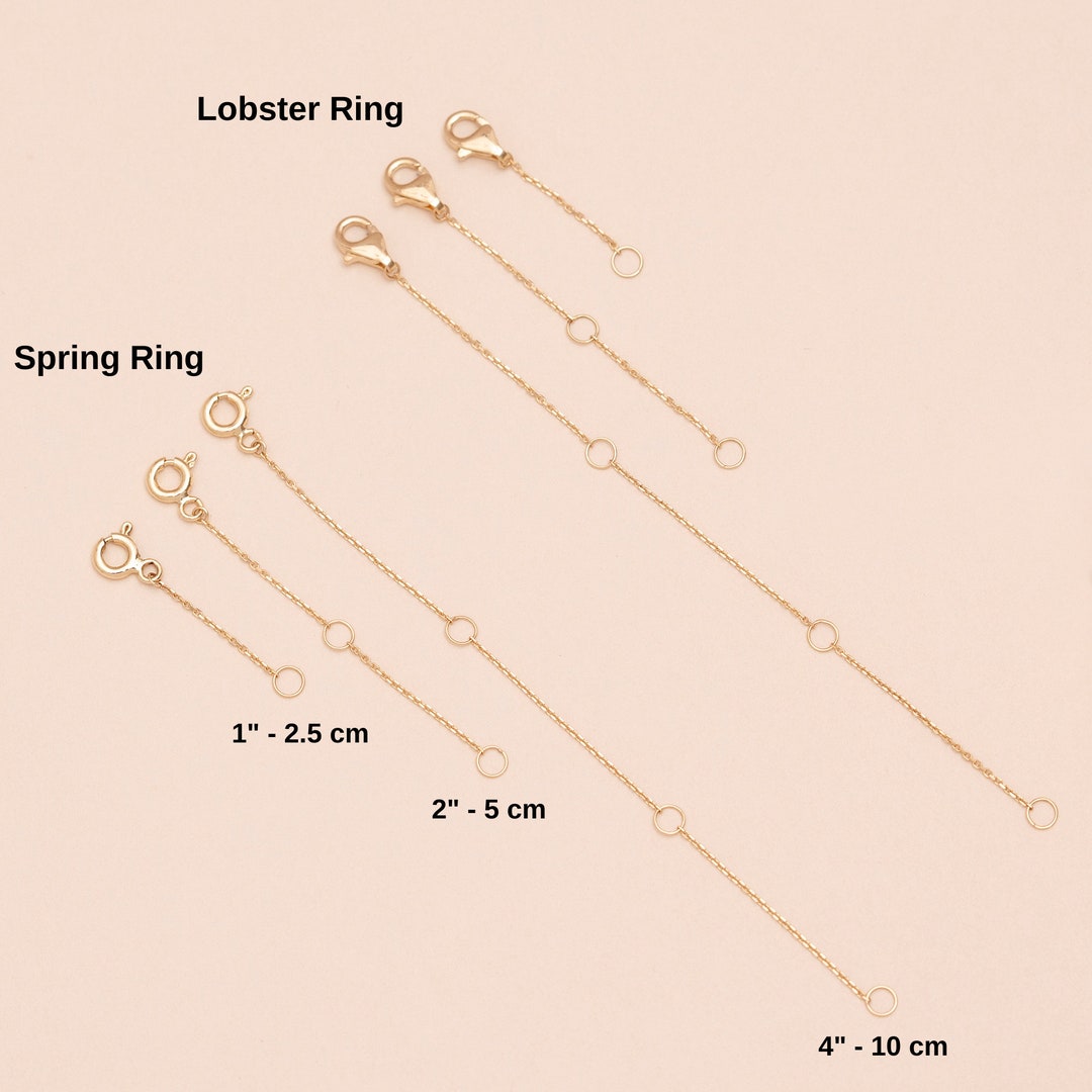 14k Solid Gold Necklace Extension, Chain Extender, Bracelet Adjustable