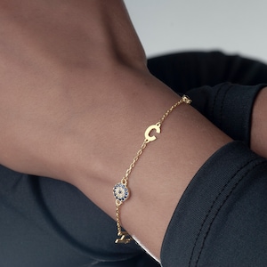 Bracelet initiale pierre de naissance, bracelet lettre en or personnalisé, bijoux pierre de naissance personnalisés pour femme, cadeau d'anniversaire pour maman, cadeau de Noël