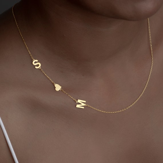 Sideways multiple initial necklace discount