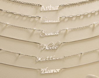 Aangepaste naamketting, 925 sterlingzilver, 14K goud vermeil 2,5 micron, gepersonaliseerd cadeau voor moeder, luxe handgemaakte naamketting