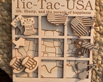 Tic Tac Austin Tabletop Decor Game Personalize TX Texan 