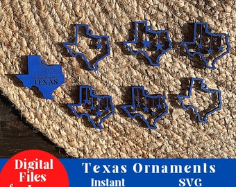 Texas Christmas Ornaments Bundle | Laser Cut Ready SVG Download