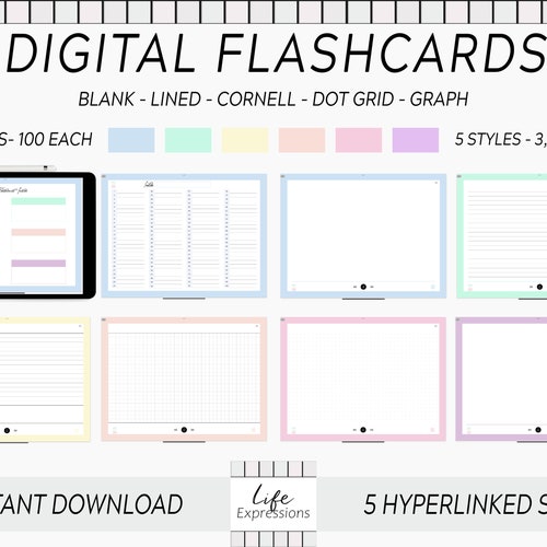 Digital Flashcards for Goodnotes Notability PDF Viewer Etsy
