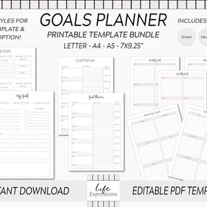 Printable Goal Planner Templates / Personal &amp; Professional - Etsy