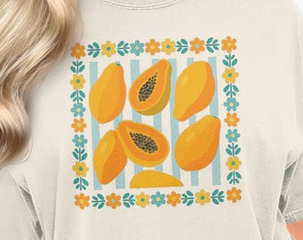 Vintage Papaya T-Shirt: Tropical Fruit Graphic Tee - Comfort Colors