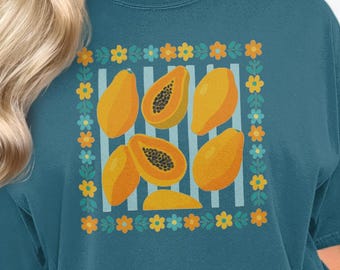 Vintage Papaya T-Shirt: Retro Tropical Fruit Graphic Tee, Island Tropics Comfort Colors Shirts