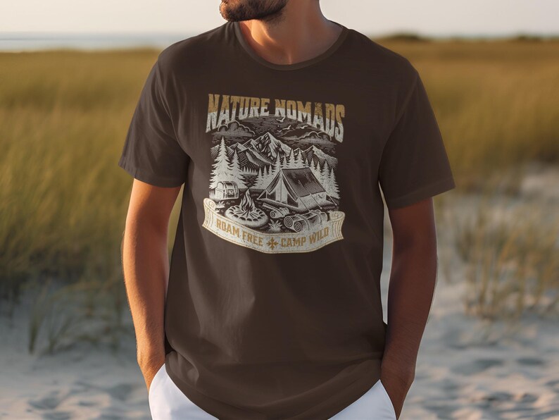 Nature Nomads T-Shirt, Roam Free Camp Wild Tee, Adventure Camping Shirt, Outdoor Enthusiast Gift, Hiking Nature Lover Top