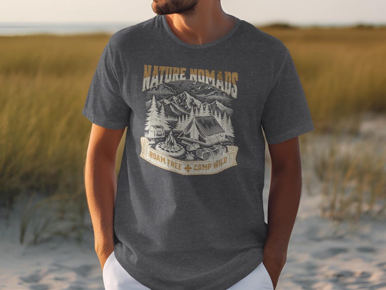 Nature Nomads T-Shirt, Roam Free Camp Wild Graphic Tee, Outdoors Adventurer Shirt, Camping Themed T-Shirt, Unisex Casual Tee