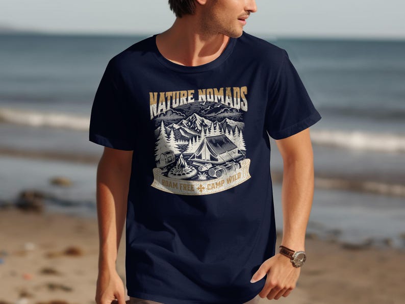 Nature Nomads Camp Wild Tee, Dream Free Adventure Shirt, Camping Graphic T-shirt, Outdoor Enthusiast Gift, Casual Wear Apparel